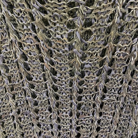 LEATHER Top Woven Tunic w/Cap Sleeves Gorgeous Unique Size Large - Picture 7 of 8